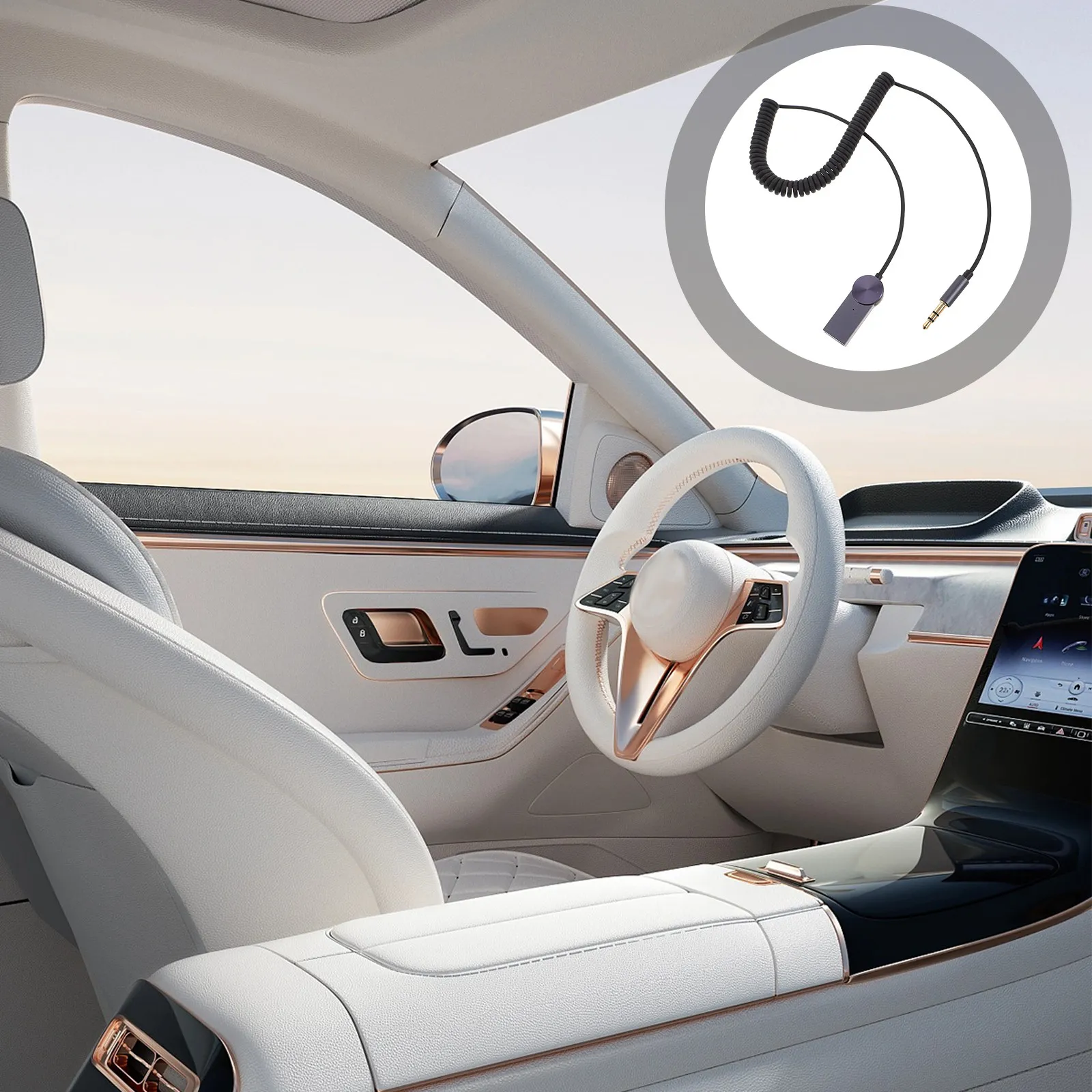 Car Audio Receiver Adapter Compact Design Calling Navigation Playback Compatible Vehicles Smartphones Easy