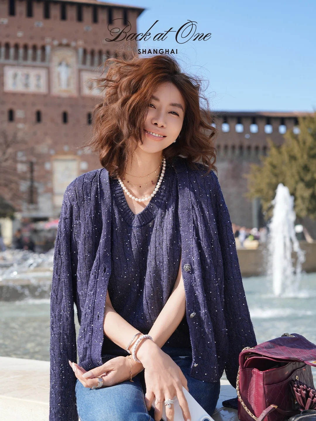 

Backatone Sparkling Series Linen Bead Knitted Set Casual Style Two-Piece Women's Fashion Set Regular Sleeve Length for Spring