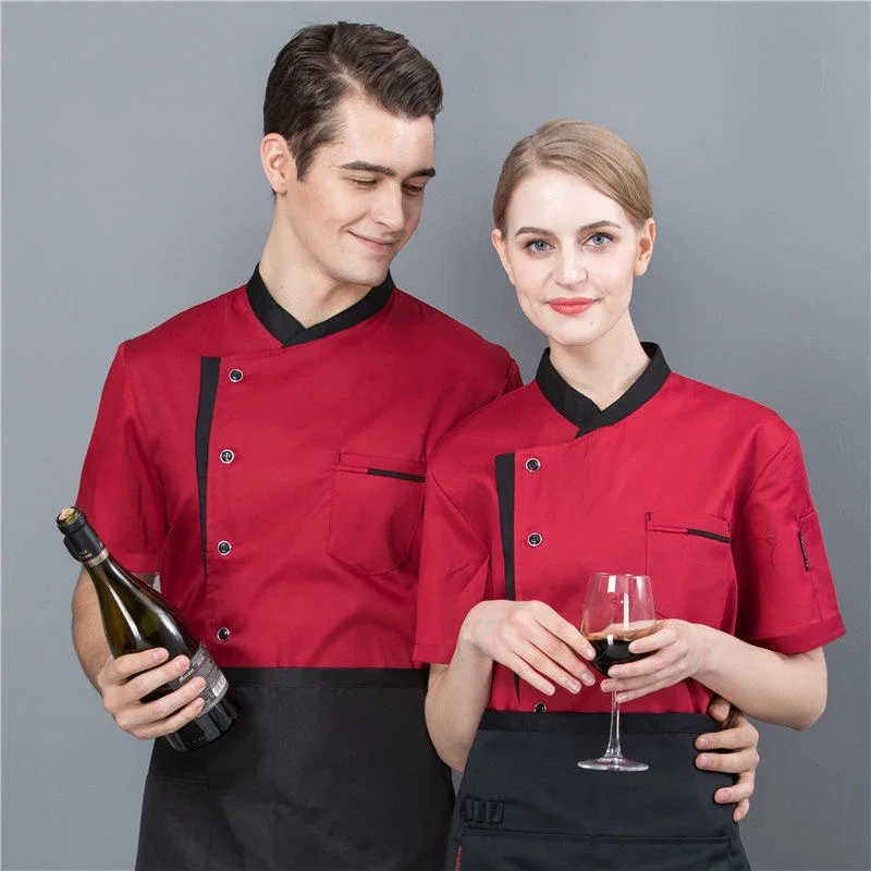 2025年ハロウィン サマーシェフユニフォーム、厨房作業服、ホテル、カフェ、半袖シャツ、ジャケット