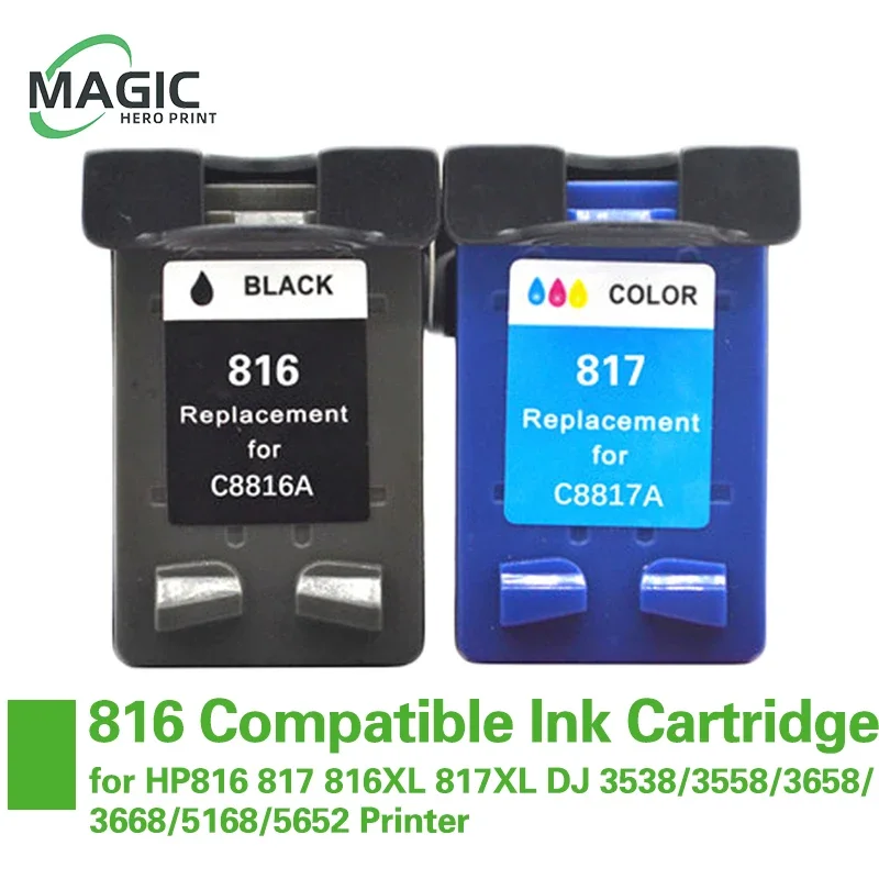 

Картридж чернильный совместимый с принтером Magic Hero 816 817 C8816A C8817A для HP 816 817 816XL 817XL DJ 3538/3558/3658/3668/5168/5652