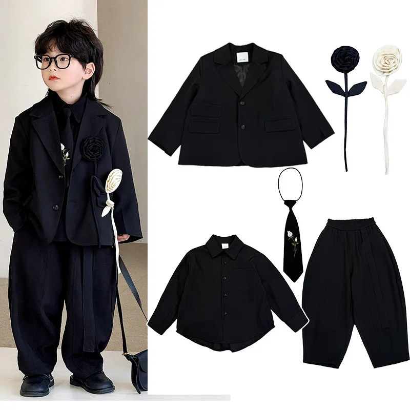 Costume pour garçons, ensemble Blazer ample pour fête de mariage, tenue formelle de printemps pour enfants, costume d'anniversaire de jardin Monet, ensemble 2 pièces pour tout-petits, 2026