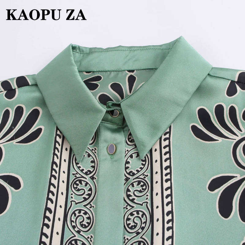 KAOPU ZA 2024 New Spring Women\'s Long Sleeve Turn-Down Collar Loose Blouse Shirts and Blouses Fashion Top