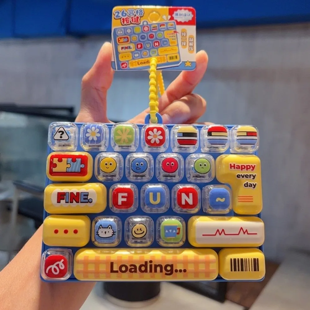 Portable 26 Grids Keyboard Clicker Keychain Cartoon Decompression Relaxed Fingertip Button Keyring Cute Creative