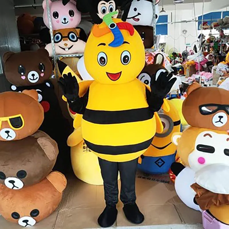 Disfraz de Mascota de abeja, disfraz de personaje de dibujos animados para actuación en escenario, fiesta de cumpleaños, Cosplay publicitario