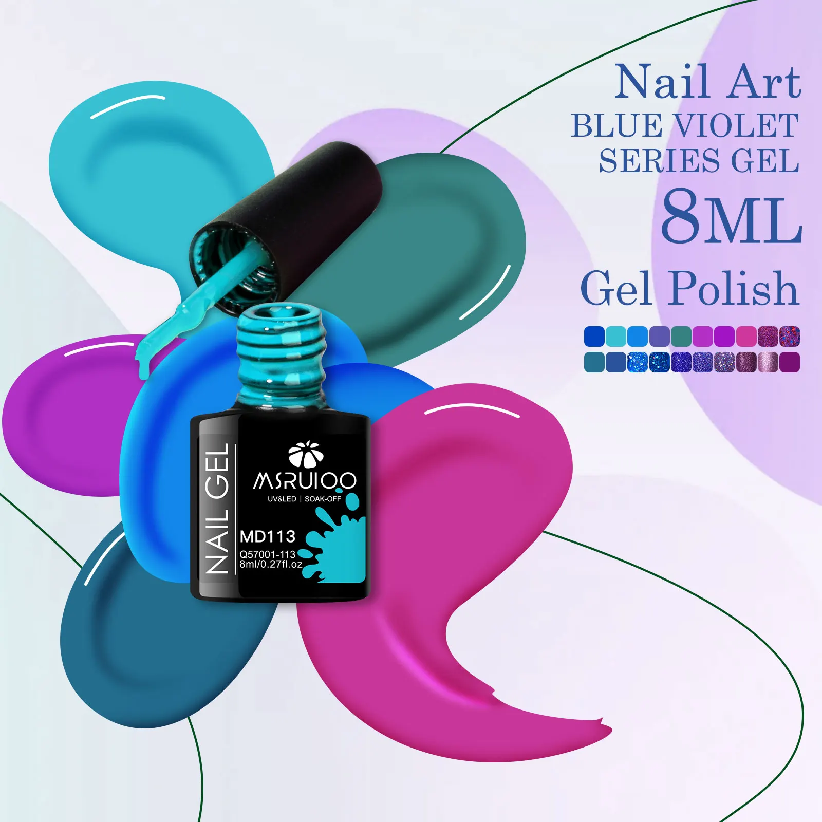 MSRUIOO 8ml Blue Violet Series Gel Nail Polish Semi Permanent Soak Off UV LED Gel Polish for Nail Art Manicure DIY Varnishes