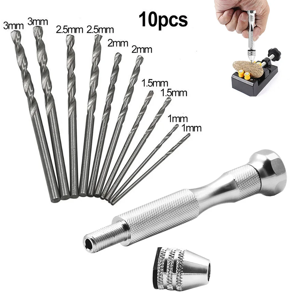 Chuck Clamping Hand Drill Home & Garden 1/11pcs Portable Practical 1.0/1.5/2/2.5/3mm 3.74 Inch 95 Mm Drill Bit