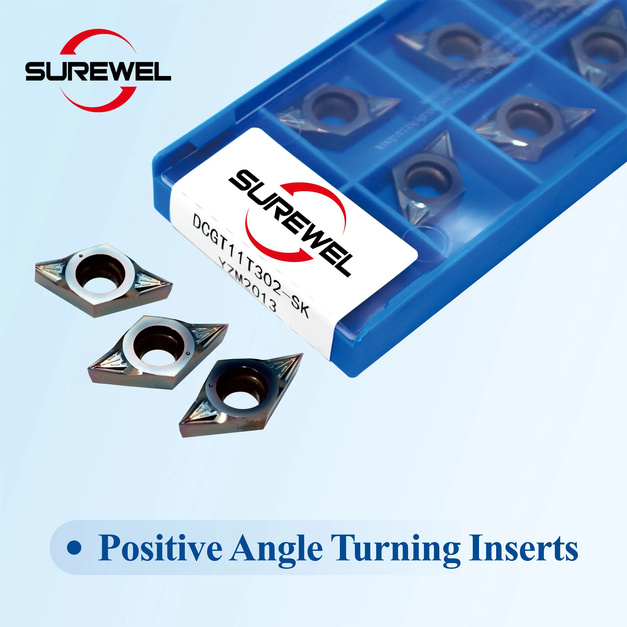 

SUREWEL 10PCS CNC stainless steel turning inserts DCGT070202 DCGT070204 DCGT11T302 DCGT11T304 internal hole fine turning inserts