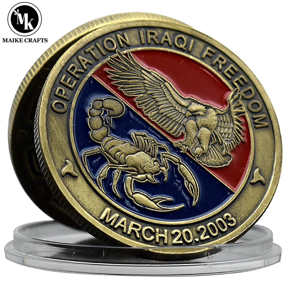 

Operation Iraqi Freedom Challenge Coin Eagle Scorpion Saint George Copper Coin Collection Gift