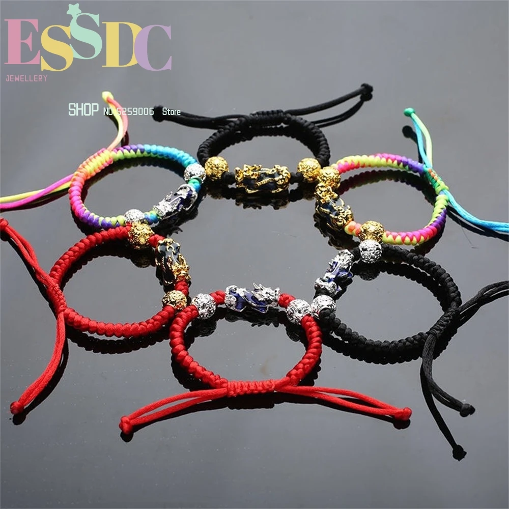 Temperature Sensitive And Color Changing Pixiu Chaohong Rope Bracelet Woven Pure Copper  Preserving Electroplating Couple