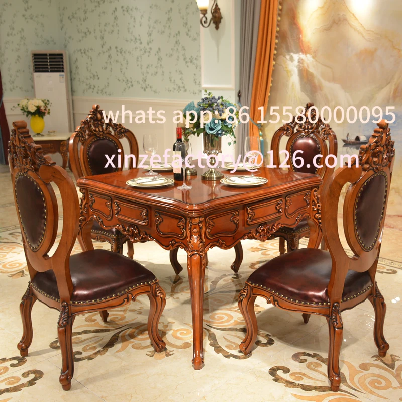 

Customizable small apartment European solid wood dining table mahjong machine