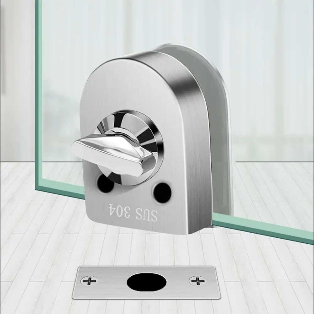 

Bathroom Office Anti-Theft Keyless Knob Sliding Single Bolt Glass Door Lock Gate Floor Latch