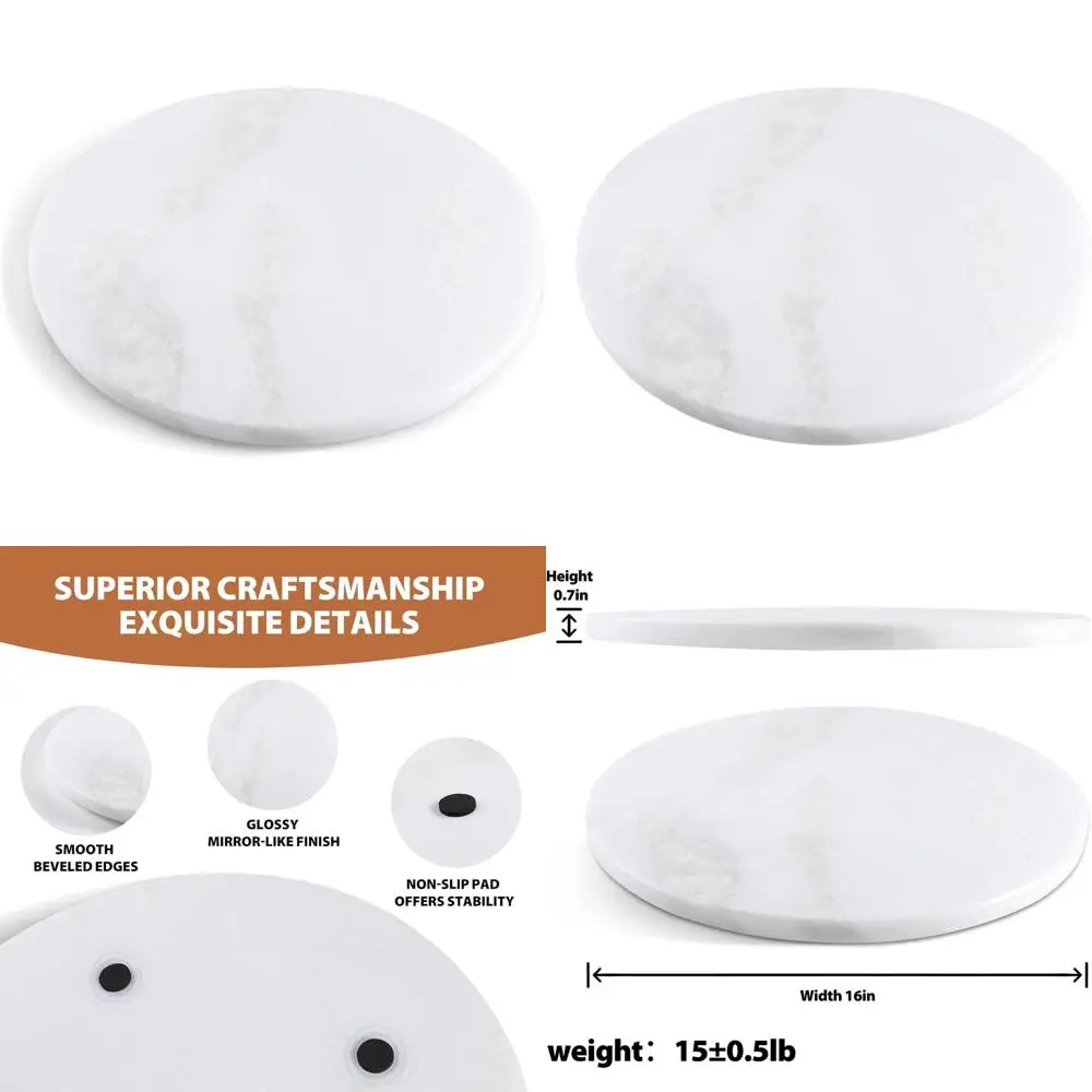 

16 Inch Round Natural Marble Cutting Board for Kitchen, Cheese, Charcuterie, or Pastry - Perfect Wedding or Housewarming Gift