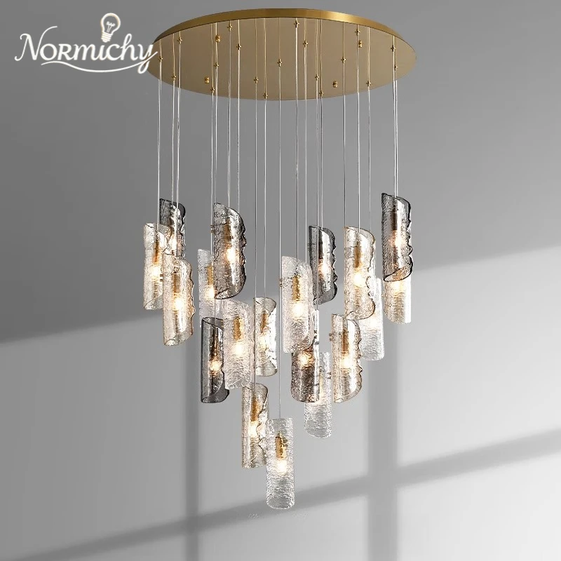 

French Light Luxury Large Chandelier for Duplex Villas New Style High Ceiling Living Room Dining Room Creative Staircase Lamp