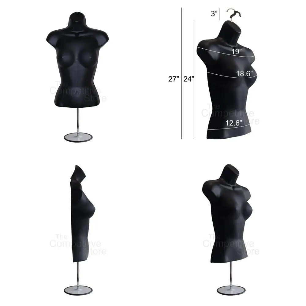 

Hollow Back Stackable Male Mannequin with Metal Stand, Ideal for Displaying S-M Clothing in Stores and Photoshoots (Black, Set o