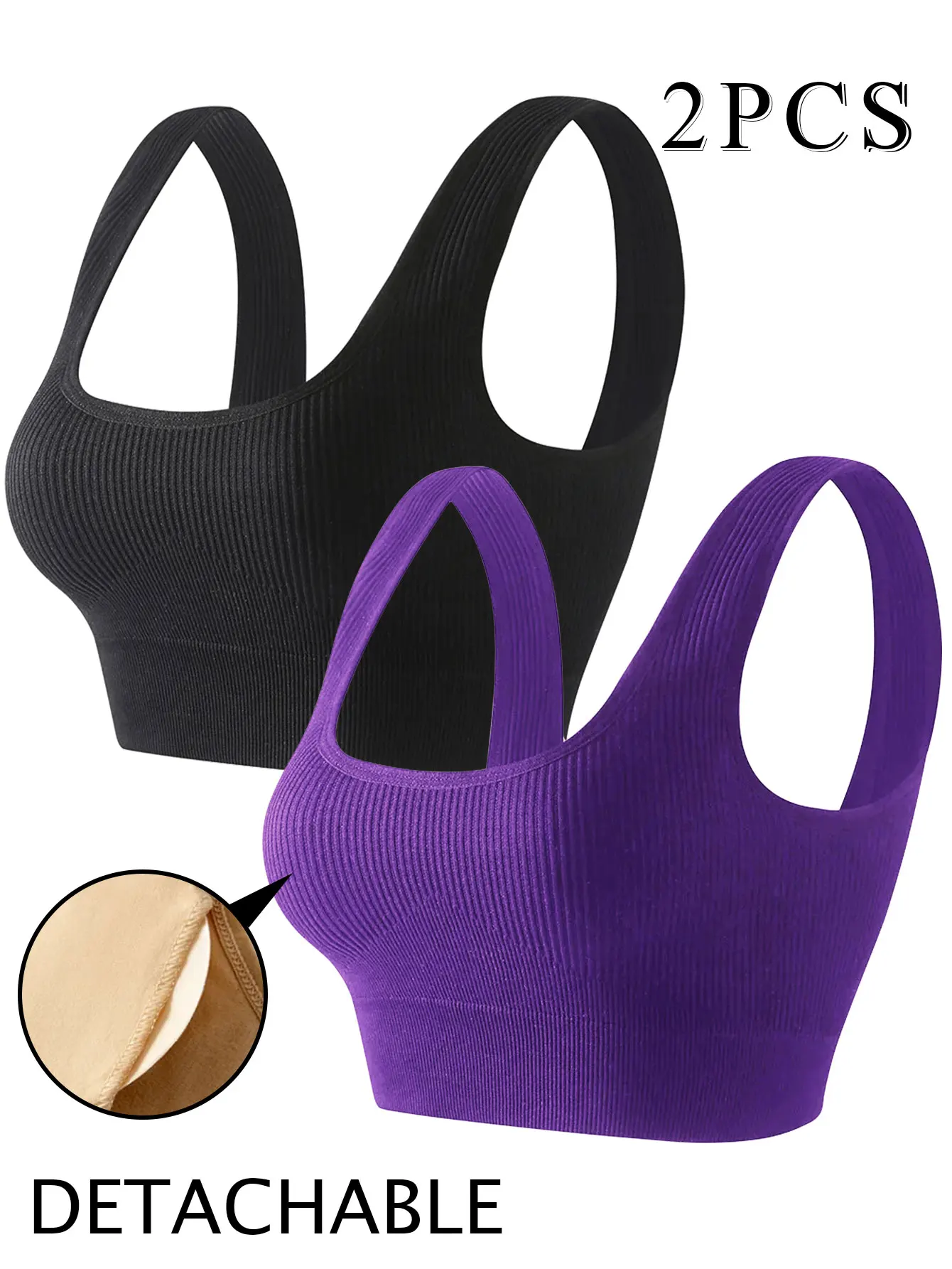 

CZGUKE 2PCS Women's sports and fitness bra seamless solid color yoga top breathable vest outdoor running all season outfit