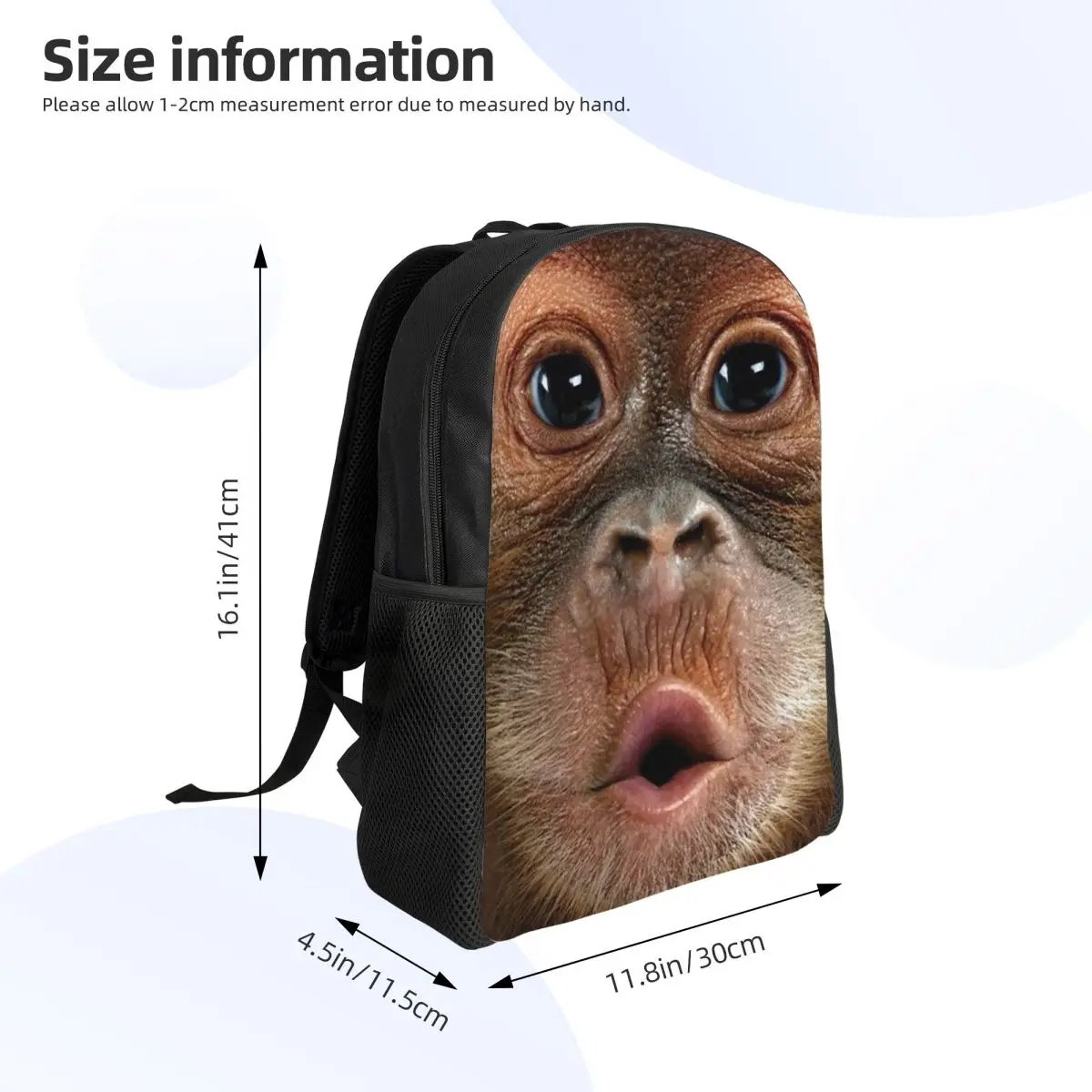 حقيبة ظهر مدرسية كبيرة الوجه للأطفال من Orangutan Monkey حقيبة مدرسية للمشي لمسافات طويلة والسفر حقيبة نهارية للأولاد والبنات حقيبة كتب عصرية حقائب كتف