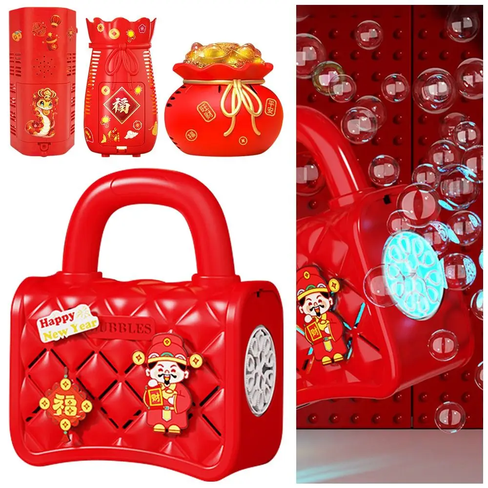Portable Plastic Bubble Machine Red Flash Lights Sounds Bubble Blower Electronic Firework Machine Outdoor Indoor
