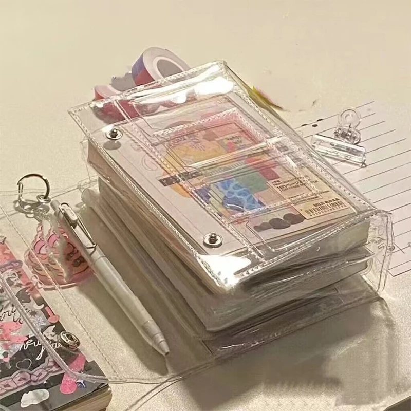 Nieuwe Transparante Eenvoudige Kawaii Meisjes Pvc 6 Lagen Opbergtas Make-Ups Briefpapier Potlood Zak Potlood Potlood Case Kaarthouder