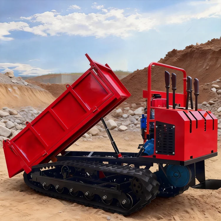 0.8 Ton Mini Hydraulic Steering Crawler Dumper Flexible All Terrain Climbing Truck For Farm Construction Material Haulage Works view 2