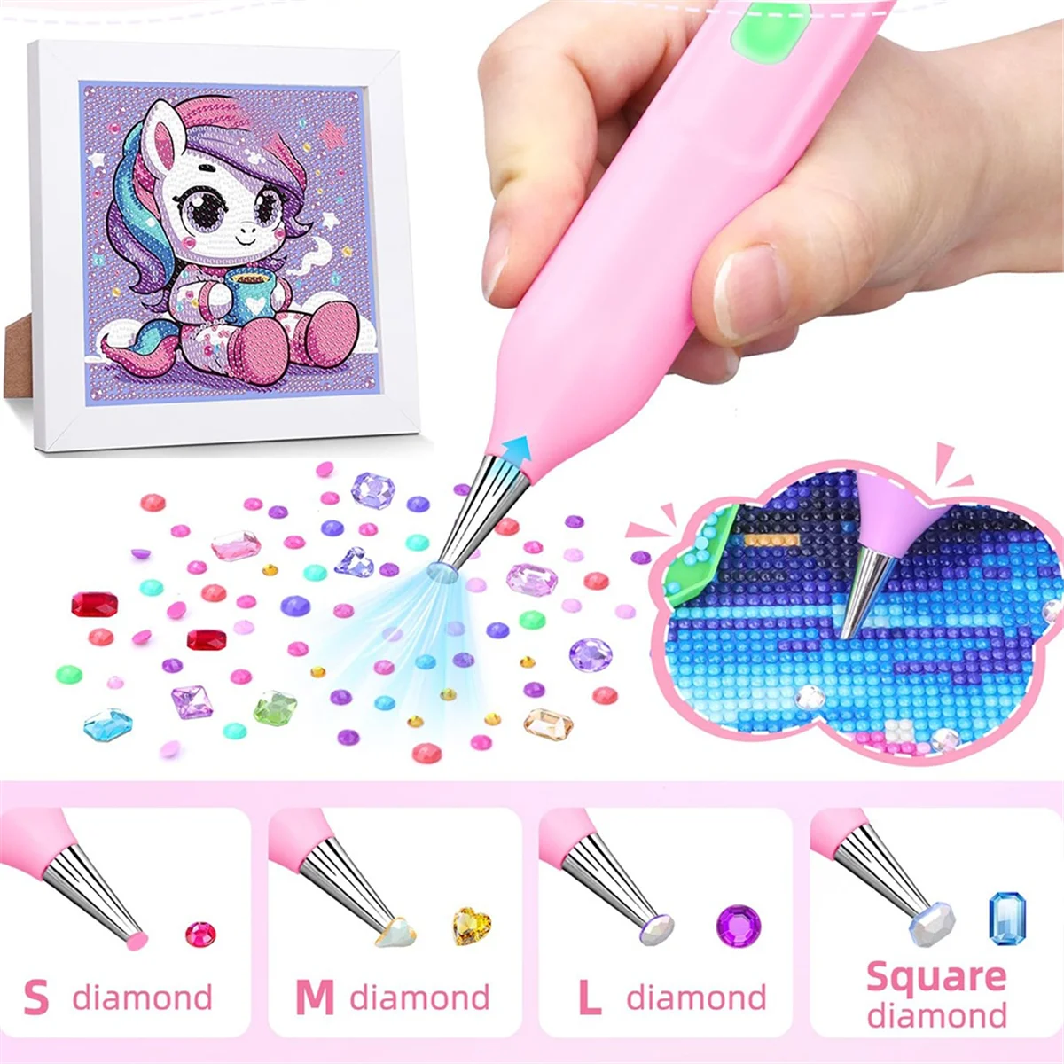 ABNJ Electric Diamonds Painting Pen, Vacuum Diamond Art Pen No Wax Needed, Diamond Art Pen Tool Diamond Art Pen Pink view 3