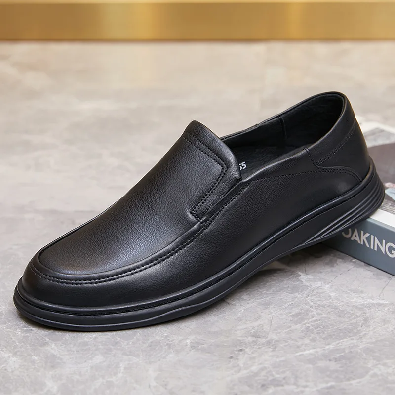 

Retro All Genuine Leather Men's Shoes Casual Cowhide Shoes Black