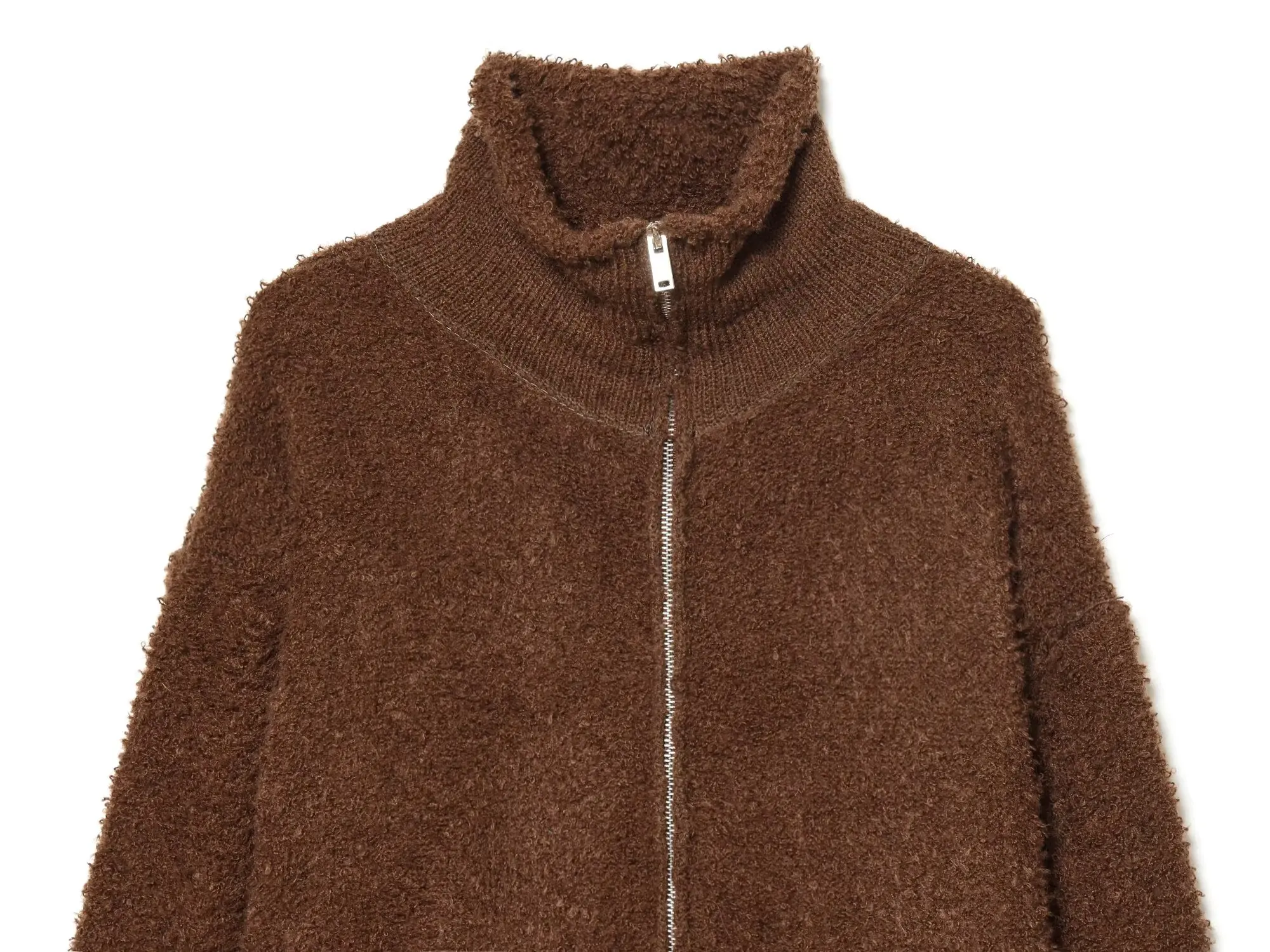 KONDALA Vintage Gestrickte Jacke Frauen Casual Stehkragen Zipper Jacke 2025, Herbst Winter Trendy Mode Weibliche Bomber Jacke