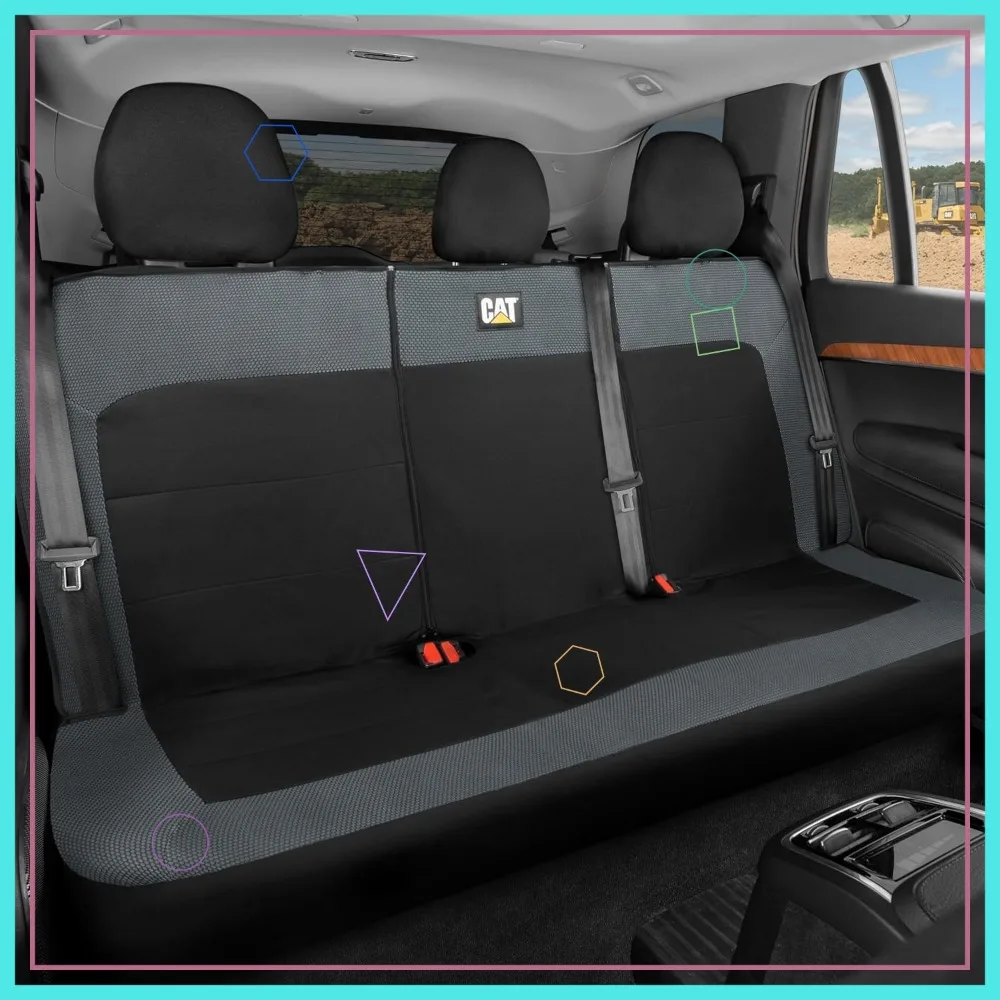 

Universal Rear Seat Cover for Cars, Trucks & SUVs - Durable Canvas & Mesh Design with 60/40 Split Bench Protector