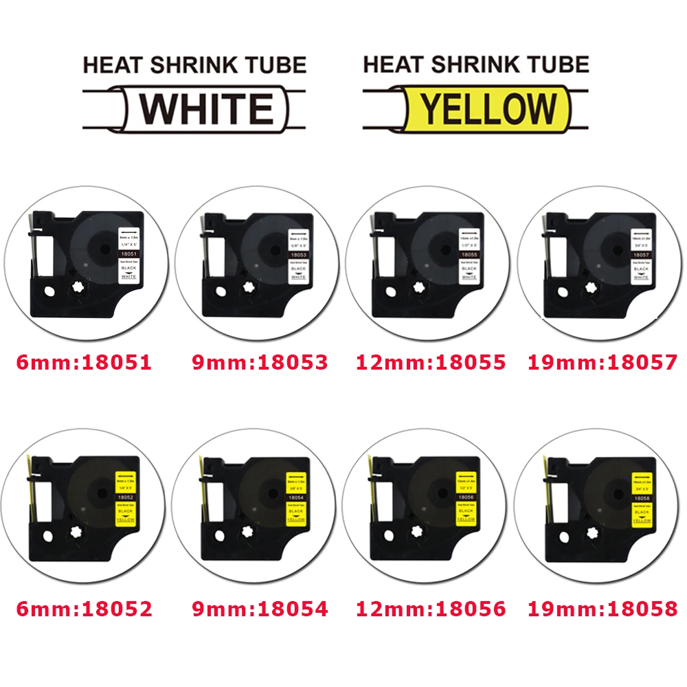 1pcs 18051 18052 18053 18054 18055 18056 18057 18058 Rhino Heat Shrink Tube Tape for Dymo Label Maker 5200 4200 6000 5000