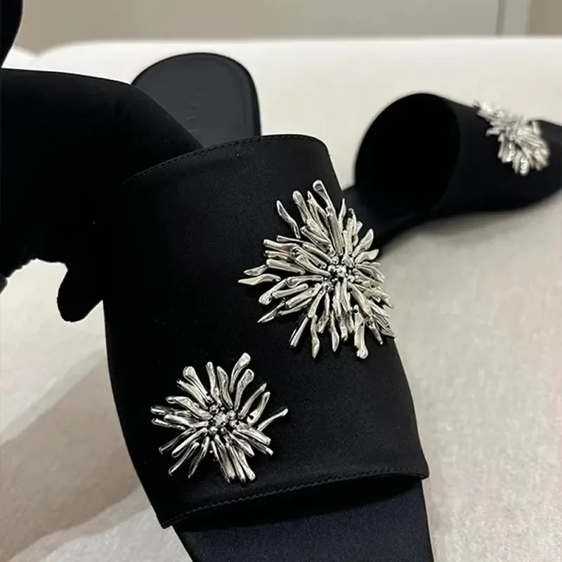 Women's Summer Shoes Natural Sude Sandals Ladies Genuine Leather Green Black Sandals Fashion Women's Shoes Outer Wear Slippers