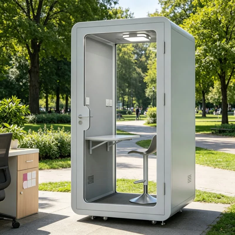 Movable Silence Booth 1 Person Soundproof Phone Pod For Home Office Acoustic Privacy With Ventilation Fan LED Light Customized