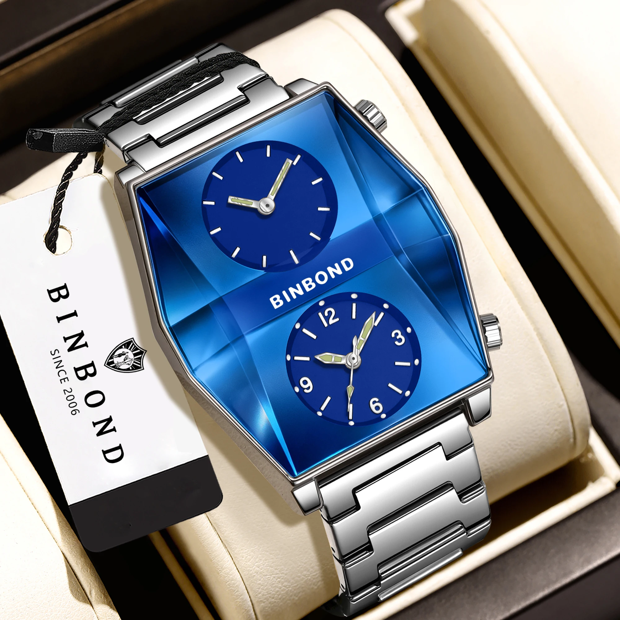 BINBOND Women Watch Luxury Quartz Double Movement Stainless Steel Watches For Women And Man Waterproof Luminouse Wristwatches