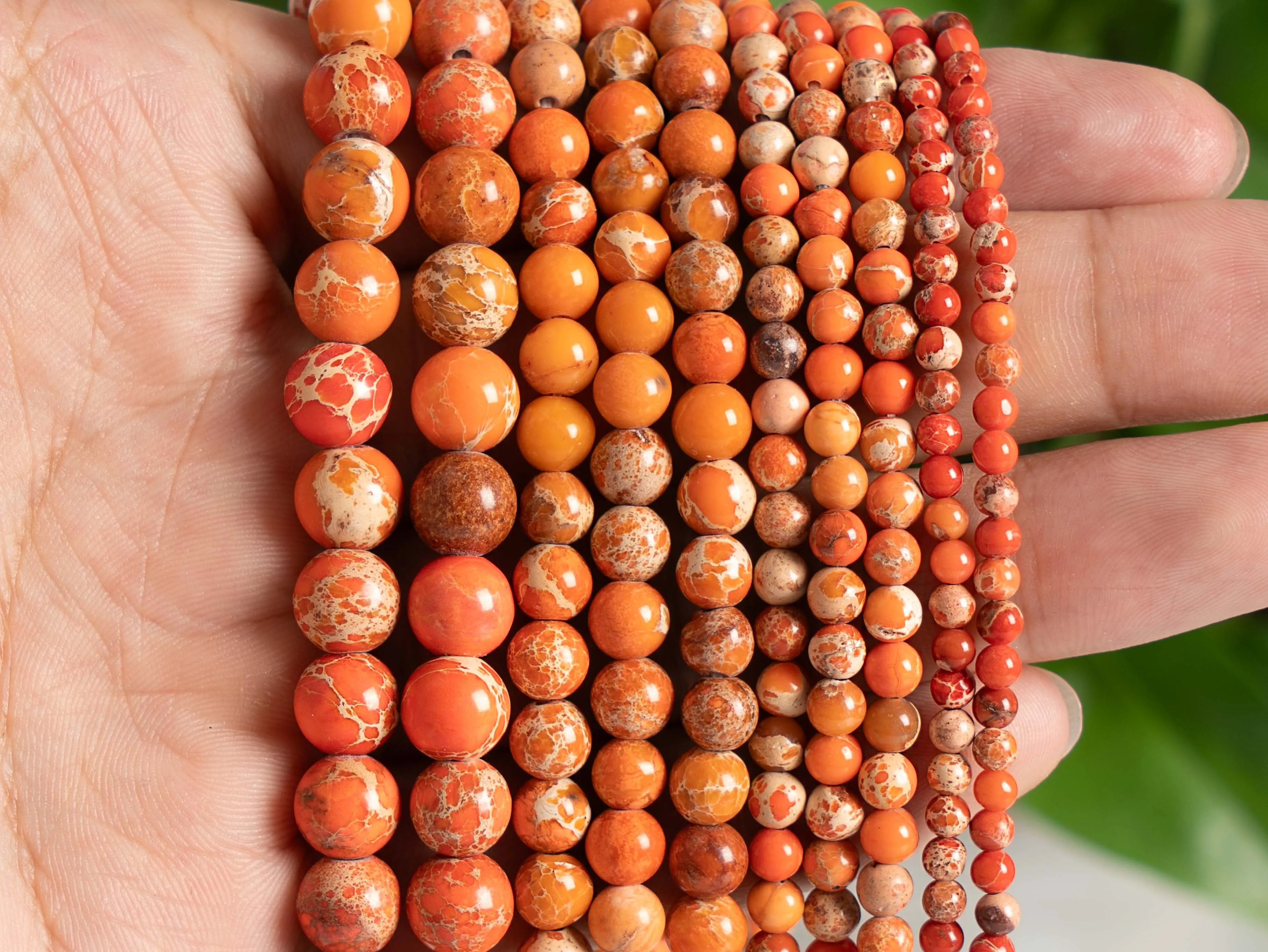 Natural stone Orange Red Imperial Jasper Beads Gemstone Loose Beads Round Shape Size Options  3/4/6/8mm for Jewelry Making