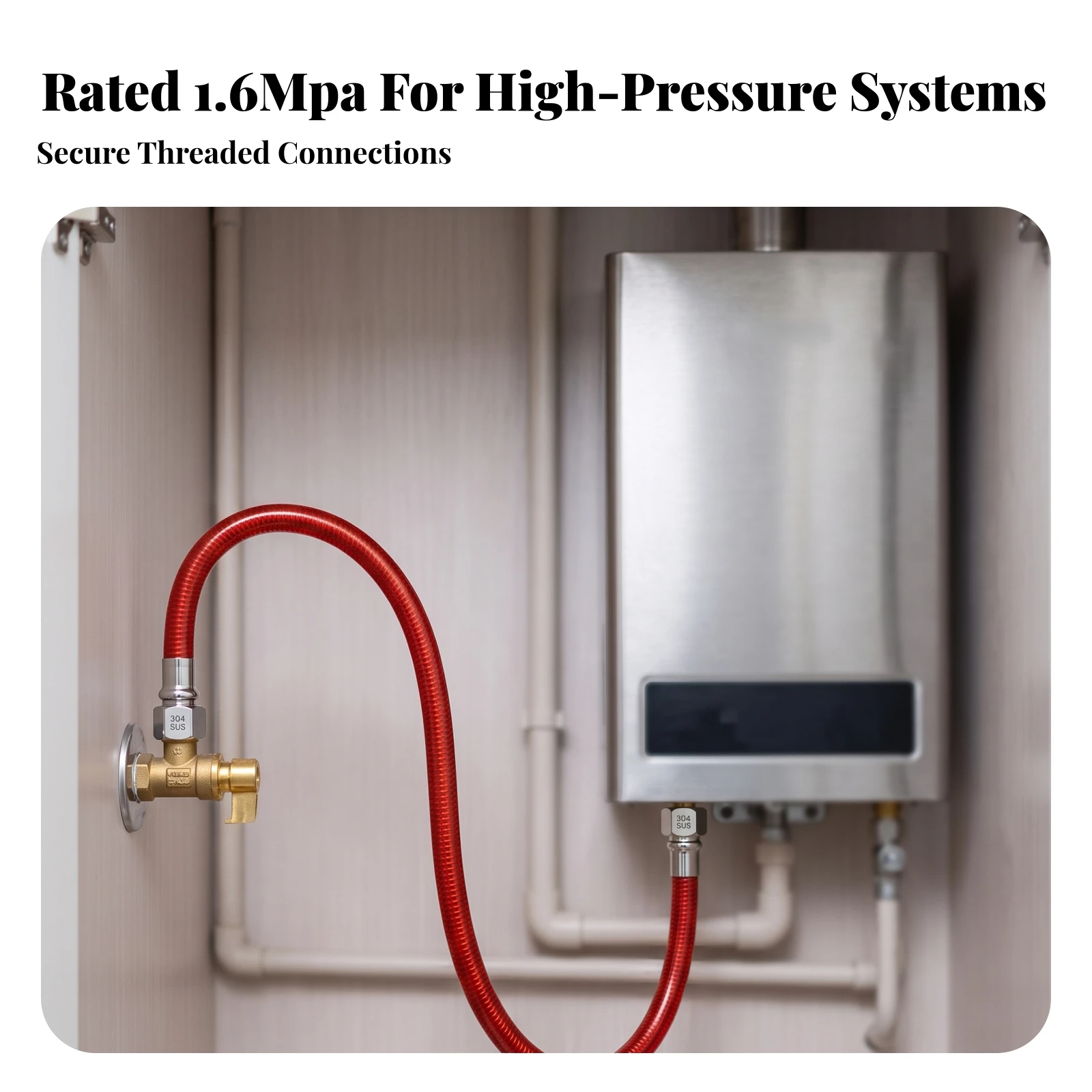 Water Supply Line Heat-Resistant Water Inlet Hose with Wrench for Homeowners, Kitchen, Bathroom