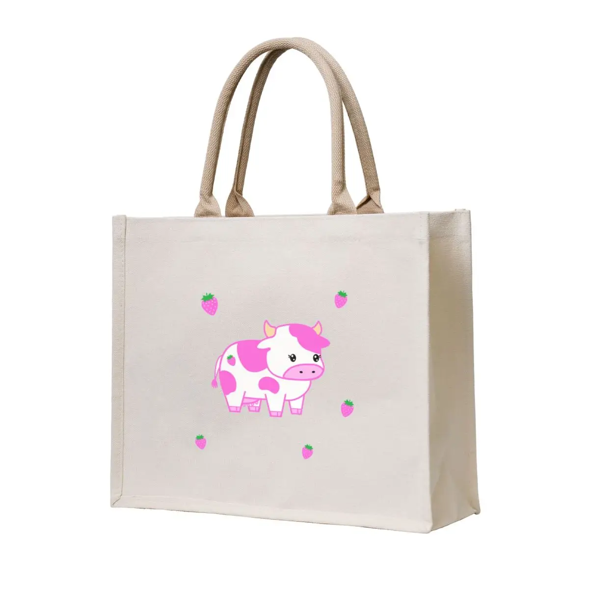 

look at you, strawberry cow Tote Bag shopper bag woman sacs de shopping Fabric bag