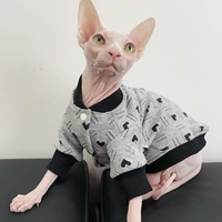 Hairless Cat Grey Cotton Baseball Uniforms for Sphynx Cat Sweet Jacket For Kittens Spring Coat Devon Rex Clothing