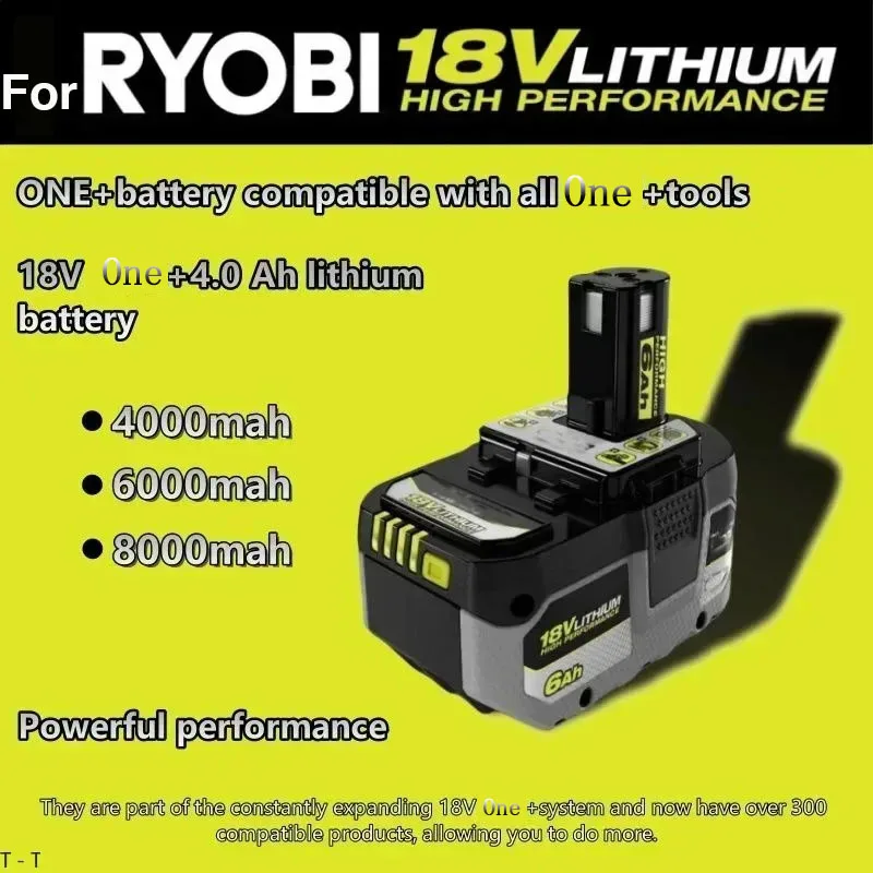

For RYOBI One+high-performance lithium battery 18V low self discharge, suitable for all One+tools P104 P107 P108 RB18L50 RBL20