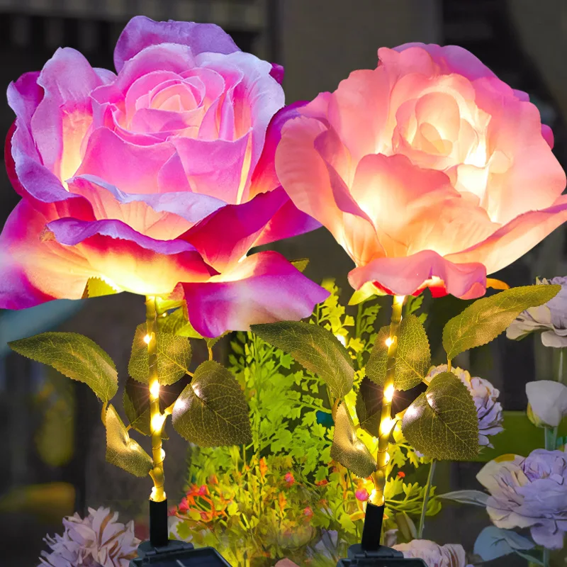 

LED Solar Rose Lamp Ground Socket Lamp Outdoor Waterproof Garden Lawn Solar Lamp Outdoor Solar Lights