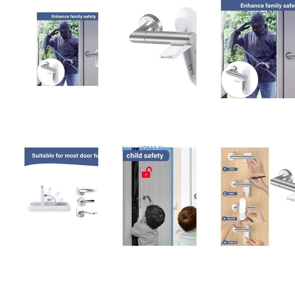 A5YD Child Safety Nursery Door Baby Proof Handle Lock with Strong Adhesive