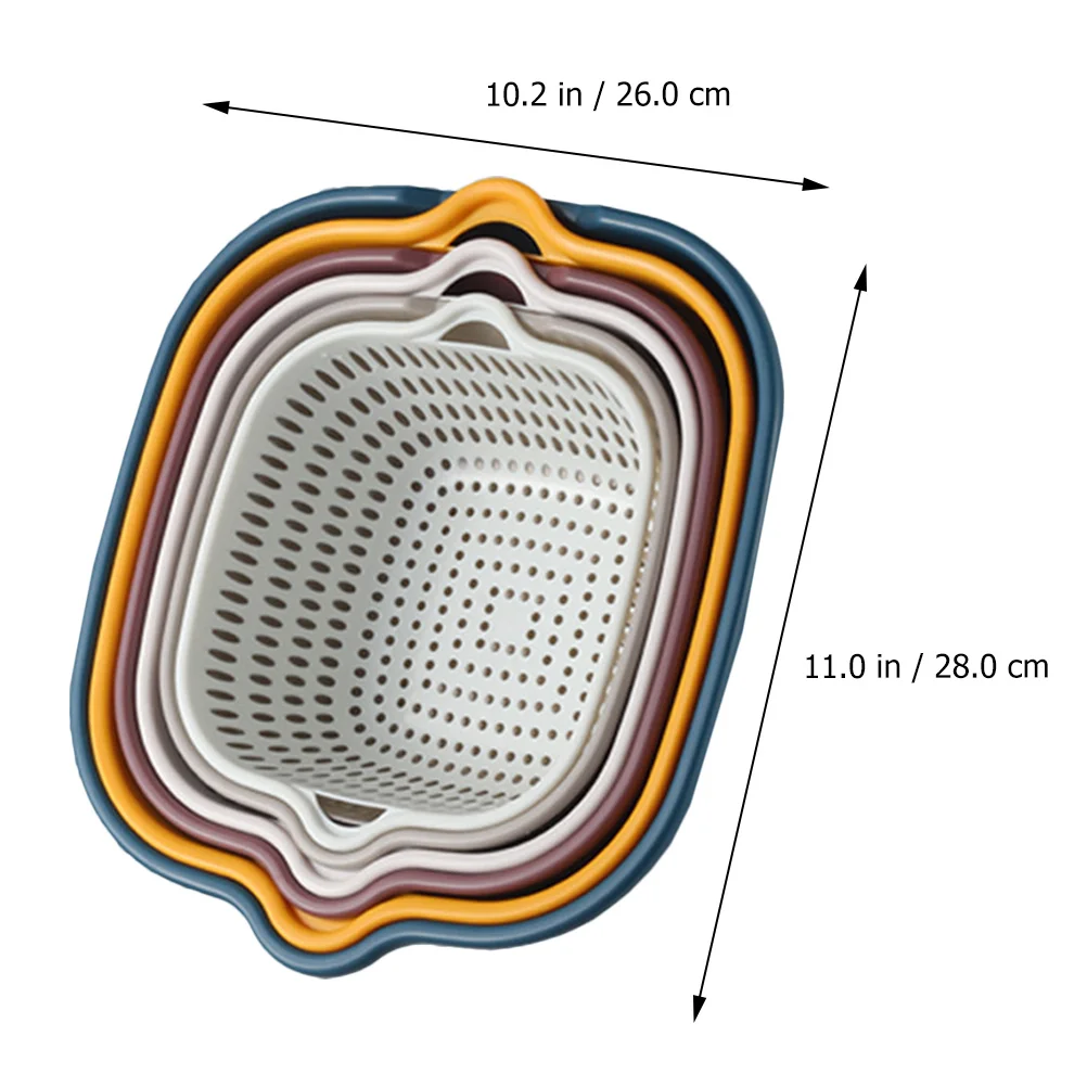 

6pcs Drain Basket Set Double Layer Pp Material Quick Dry Storage For Fruits Vegetables Kitchen Accessory Washing Colander