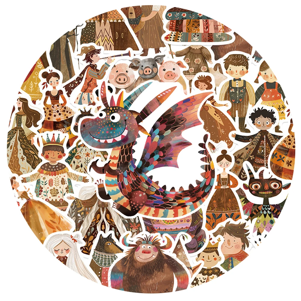 

10/30/50pcs Retro Cute Fairy Tale Characters Stickers Kawaii Cartoon Decals Waterproof DIY Luggage Stationery Phone Sticker Toys