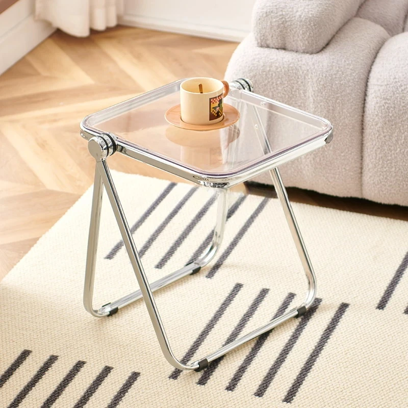 

Transparent Folding sofa side table INS living room Coffee table bedrooms corner desk Portable Mini small end tables furniture