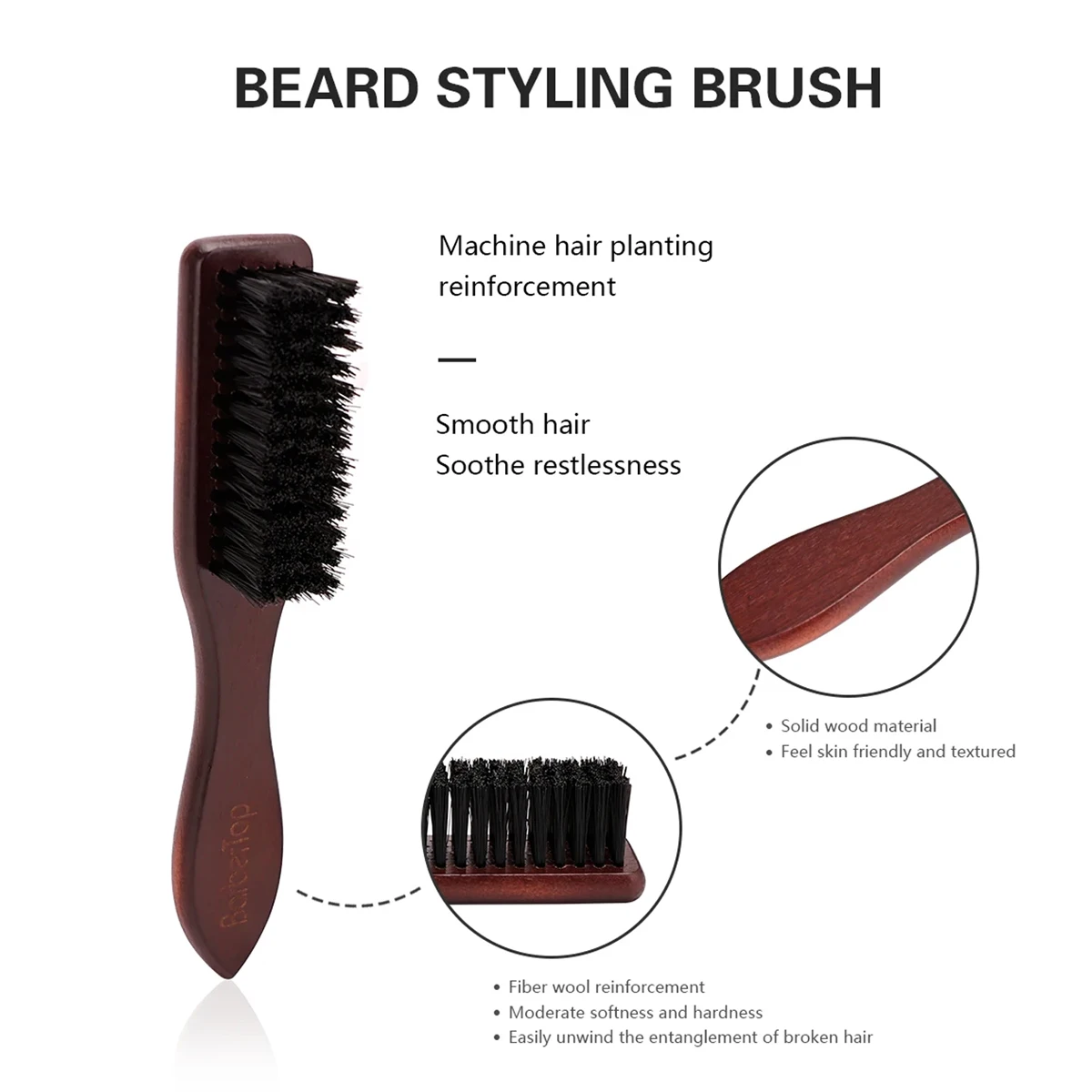 Barbershop Wooden Handle Boar Bristle Beard Brush Soft Hair Cleaning Brush Broken Hair Remove Comb Salon Men Beard Shaving Tools