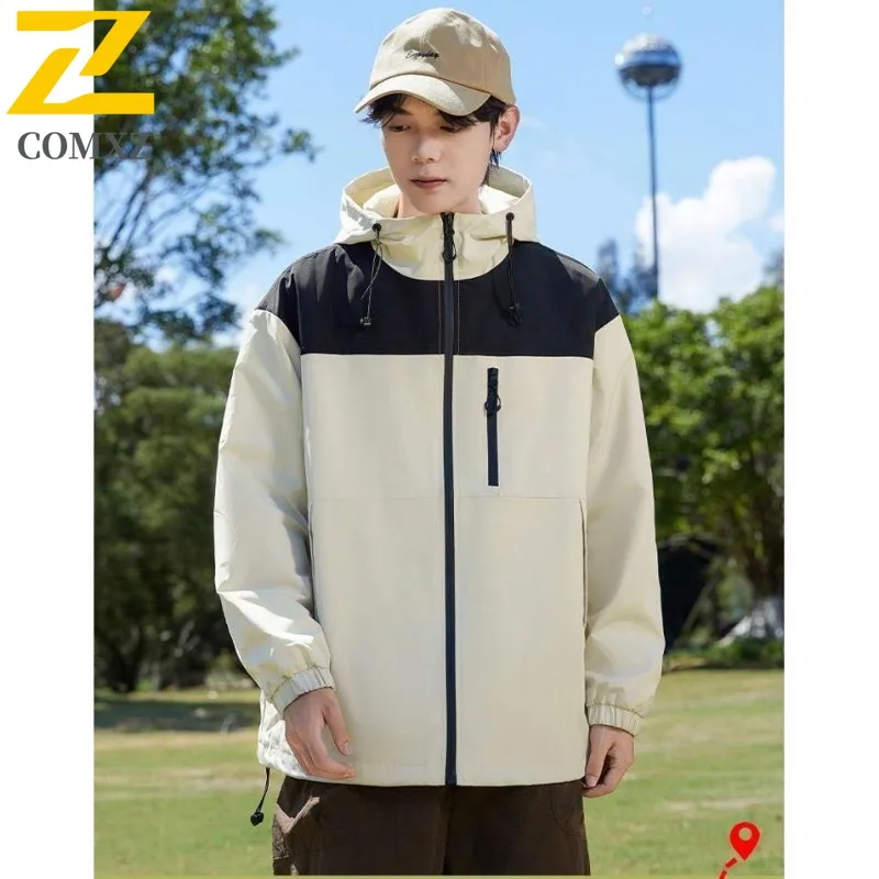 

COMXZ 2025/мужская уличная водонепроницаемая ветрозащитная куртка, весенне-осеннее легкое удобное пальто для пешего туризма и треккинга
