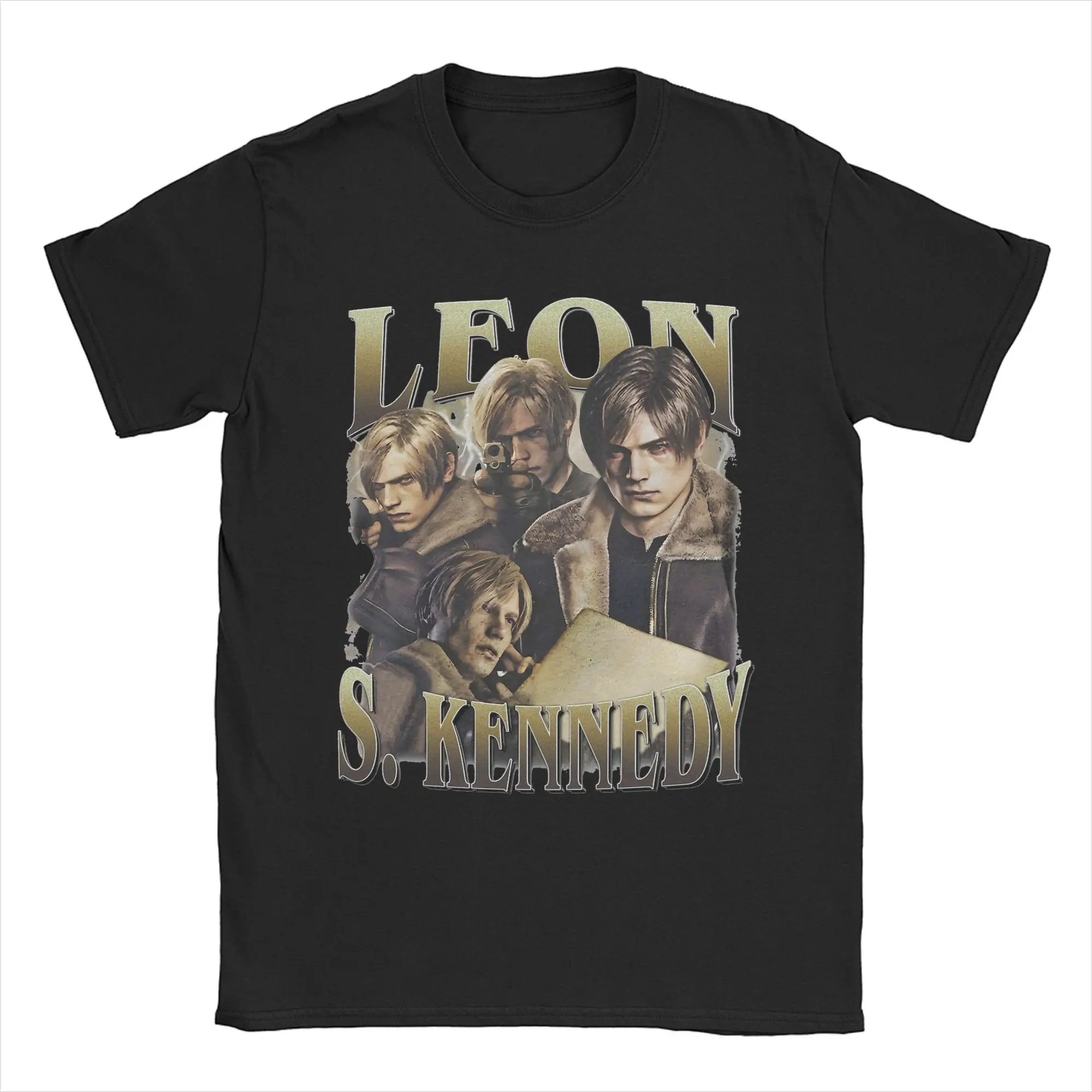 Leon S. Kennedy Residents Evils T-Shirt Men  Hipster 100% Cotton Tee Shirt O Neck Short Sleeve T Shirts Plus Size Clothes