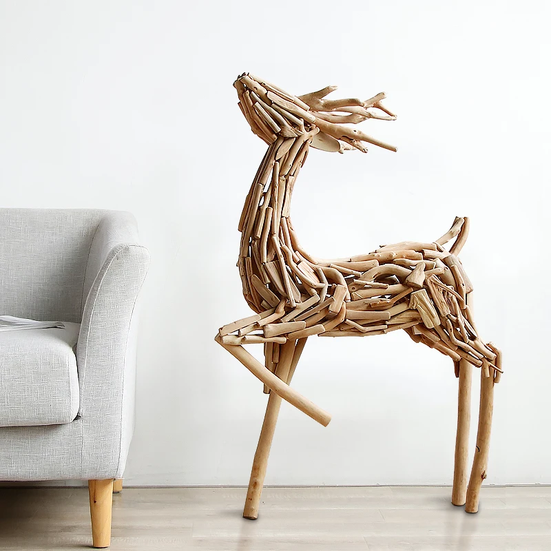 

Ornament handmade animal wood deer ornament floor soft decoration office homestay indoor home window