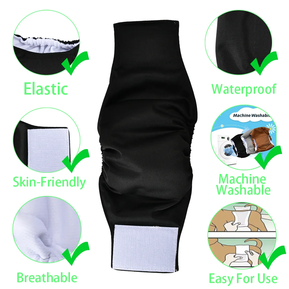 3Pcs Reusable Male Dog Diapers Washable Pet Belly Bands for Small Medium Dogs Elastic Adjustabal Wraps Puppy Diapers Bulldog Pug