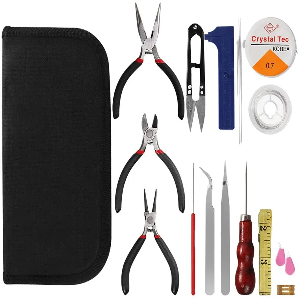 22pcs Jewelry Making and Repairing Tool Kit DIY Necklace Bracelet Hand Tool Pliers Set