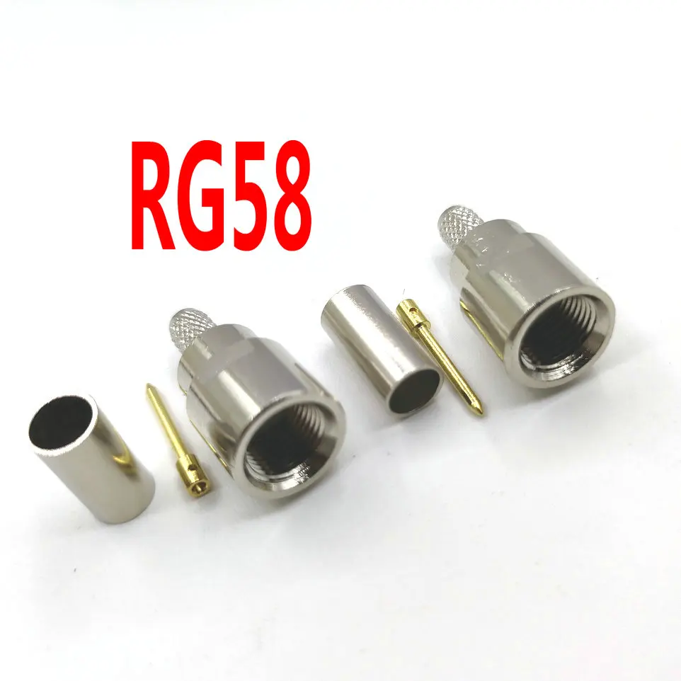 

100PCS FME Male plug crimp for RG58 RG142 RG400 LMR195 RF Coaxial connector