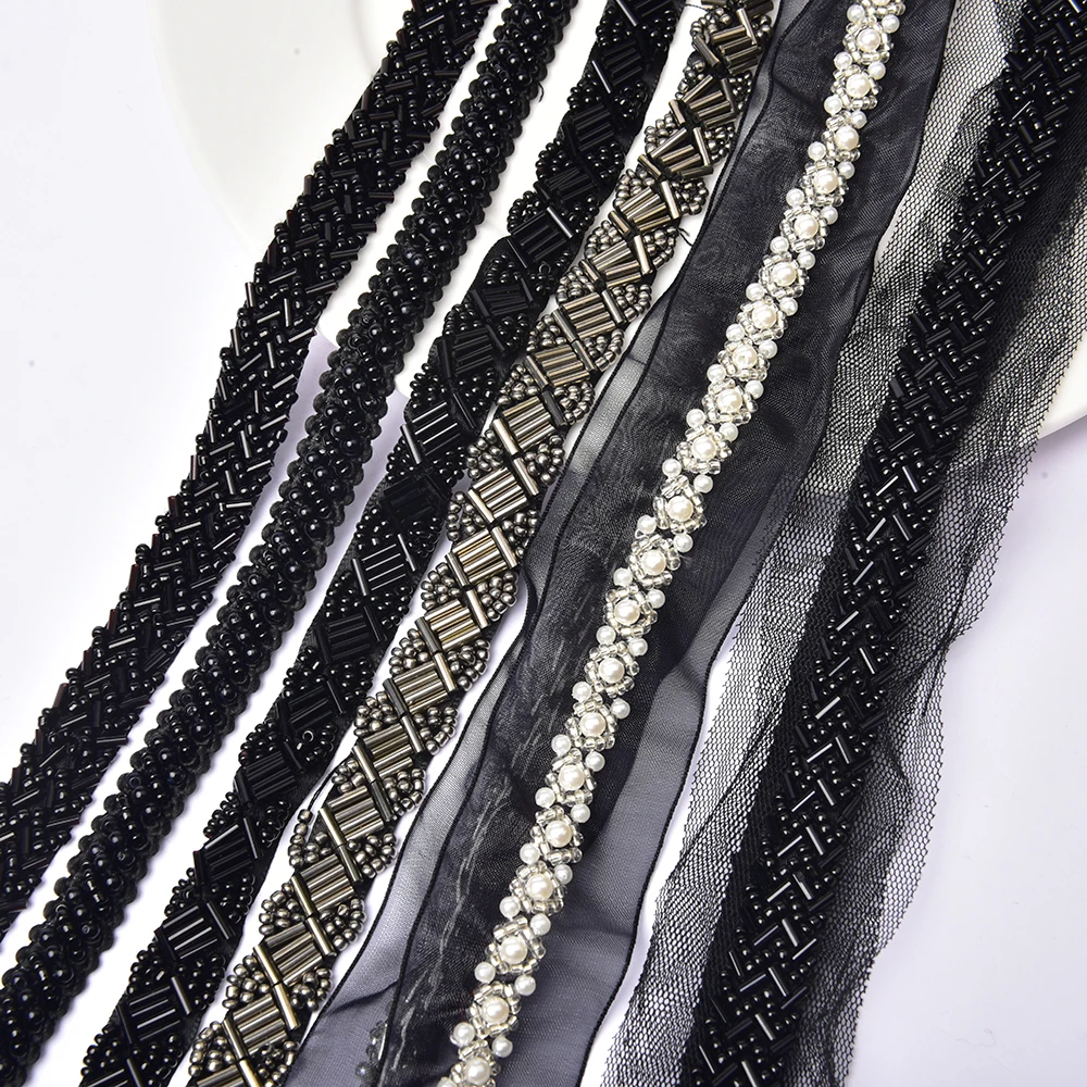 High Quality Black Style Lace Trim Sewing Mesh Ribbon Bridal Clothes Diy Applique Bandingm