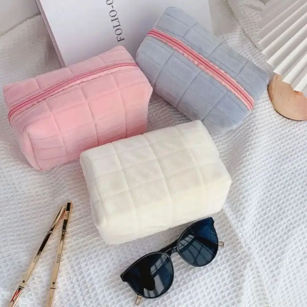 Bolsa de cosméticos con diseño de almohada rosa/blanco/azul, estuche para lápices, estuche para bolígrafos, estuche para lápices de almacenamiento para estudiantes de gran capacidad, 1 ud.